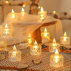 Crystal Pattern Electronic Candle Light LED Simulation Flameless Tea Light
