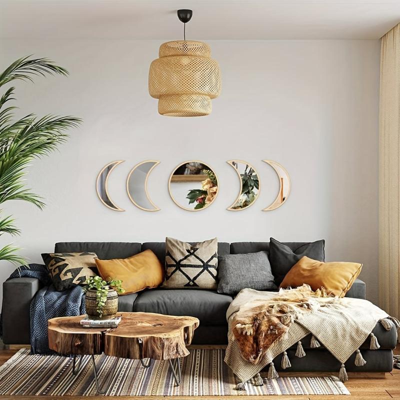 Scandi Moon Phase Mirror Set Acrylic Wall Decor Bohemian Home Decor