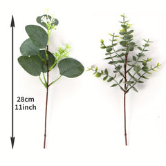 6pcs Mixed Eucalyptus Leaves Stems Bulk Artificial Silvery Dollar Eucalyptus