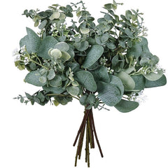 6pcs Mixed Eucalyptus Leaves Stems Bulk Artificial Silvery Dollar Eucalyptus