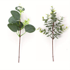 6pcs Mixed Eucalyptus Leaves Stems Bulk Artificial Silvery Dollar Eucalyptus