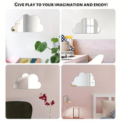 Cloud Shape Mirror Wall Stickers for Kids' Rooms Living Rooms Bathrooms Decor