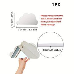 Cloud Shape Mirror Wall Stickers for Kids' Rooms Living Rooms Bathrooms Decor
