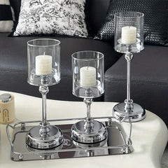 European Style Metal Glass Candlestick Ornament Light Table Decoration