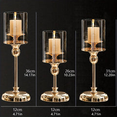 European Style Metal Glass Candlestick Ornament Light Table Decoration