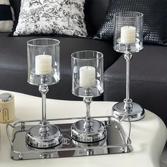 European Style Metal Glass Candlestick Ornament Light Table Decoration