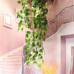 Artificial Green Carrot Rattan Ivy Leaf Garland, 18 Yards Long