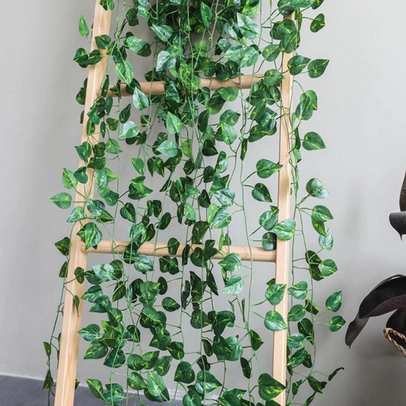 Artificial Green Carrot Rattan Ivy Leaf Garland, 18 Yards Long