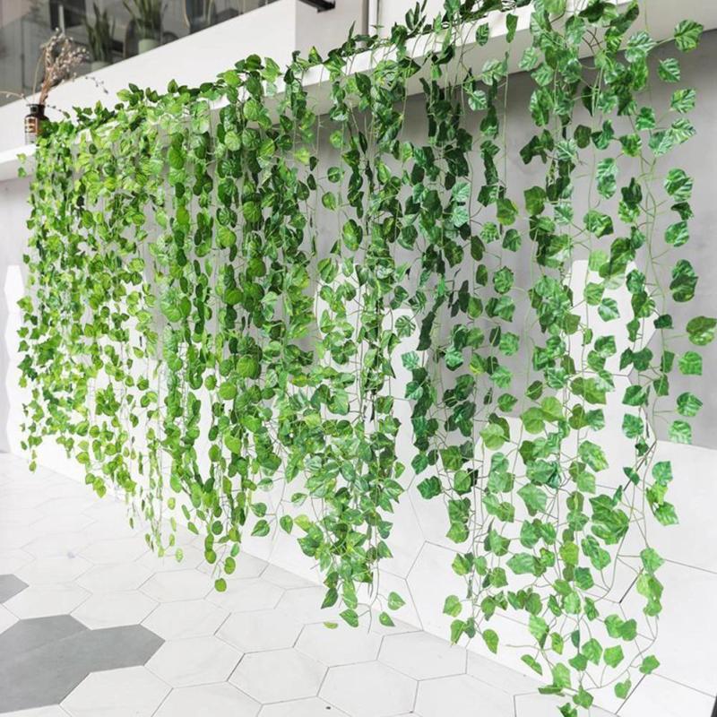 Artificial Green Carrot Rattan Ivy Leaf Garland, 18 Yards Long