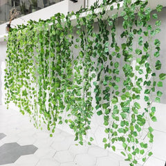 Artificial Green Carrot Rattan Ivy Leaf Garland, 18 Yards Long