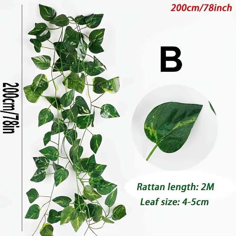 Artificial Green Carrot Rattan Ivy Leaf Garland, 18 Yards Long