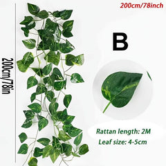 Artificial Green Carrot Rattan Ivy Leaf Garland, 18 Yards Long