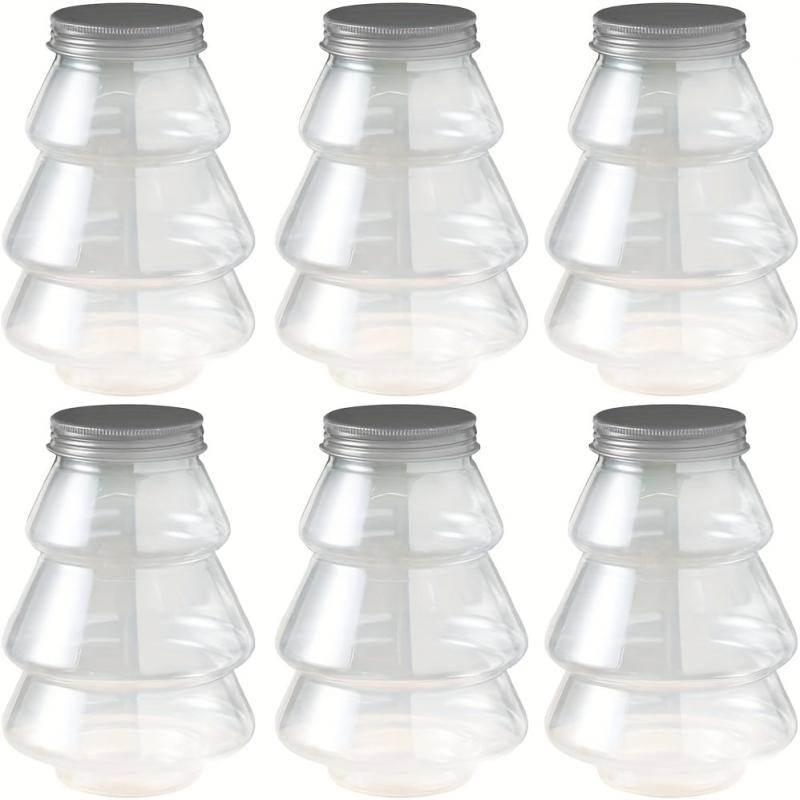 Christmas Candy Jar Clear Holiday Gift Container Tree Shaped Cookie Bottle