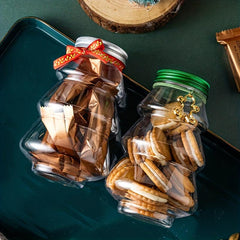 Christmas Candy Jar Clear Holiday Gift Container Tree Shaped Cookie Bottle