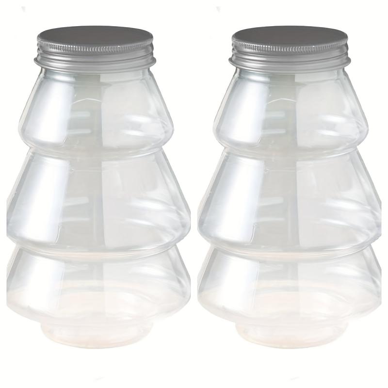 Christmas Candy Jar Clear Holiday Gift Container Tree Shaped Cookie Bottle