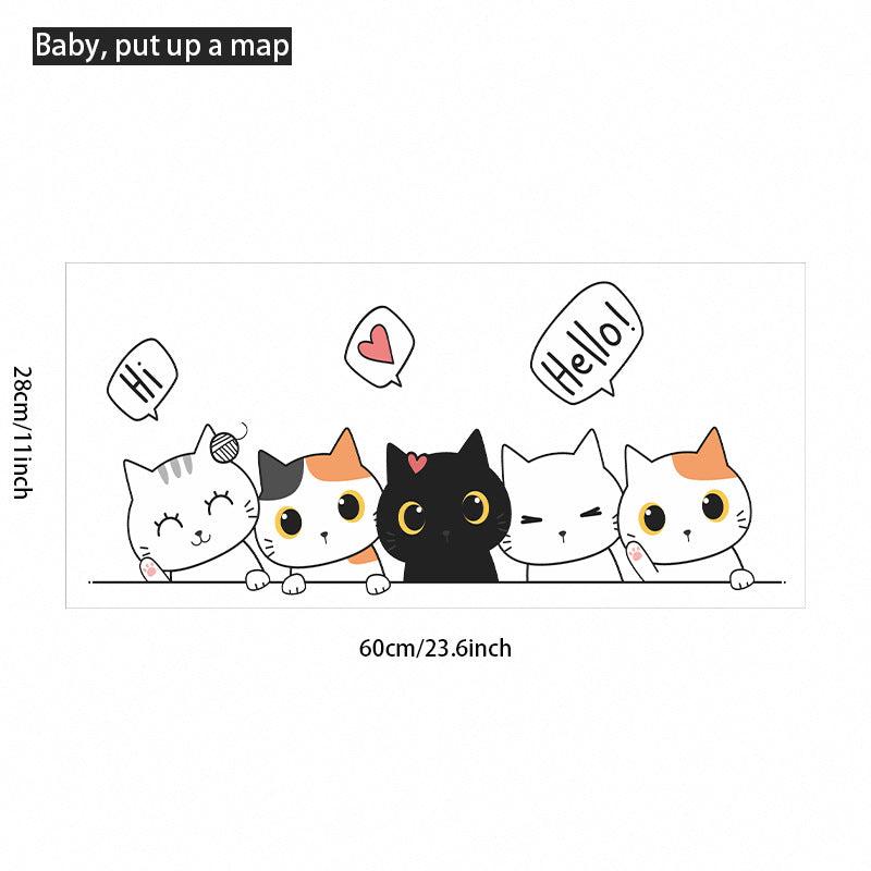 Cartoon Kitten Door Stickers - Children's Room Decor