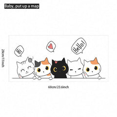 Cartoon Kitten Door Stickers - Children's Room Decor