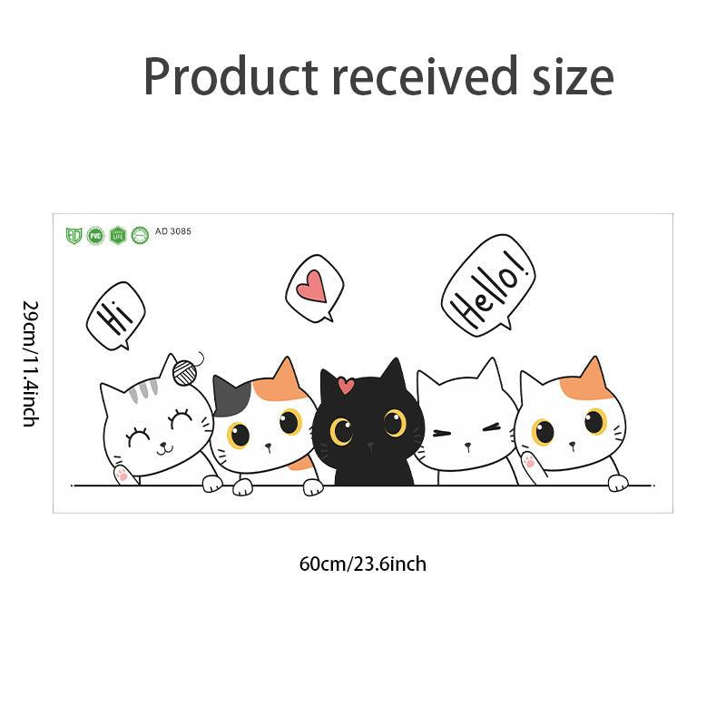 Cartoon Kitten Door Stickers - Children's Room Decor