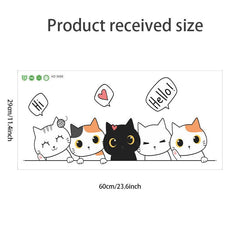 Cartoon Kitten Door Stickers - Children's Room Decor