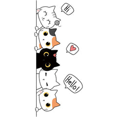 Cartoon Kitten Door Stickers - Children's Room Decor