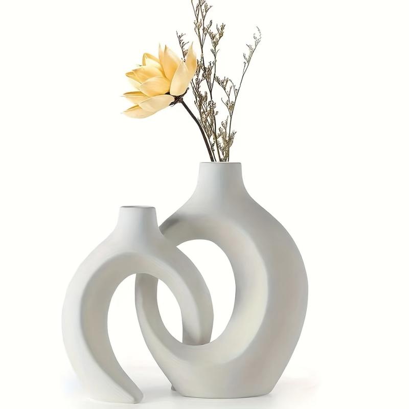 Matte Hollow Flower Vase Set of 2 for Home Decor