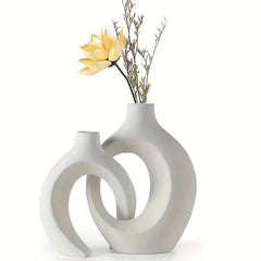 Matte Hollow Flower Vase Set of 2 for Home Decor