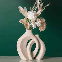 Matte Hollow Flower Vase Set of 2 for Home Decor