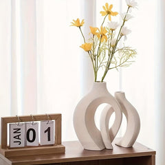 Matte Hollow Flower Vase Set of 2 for Home Decor