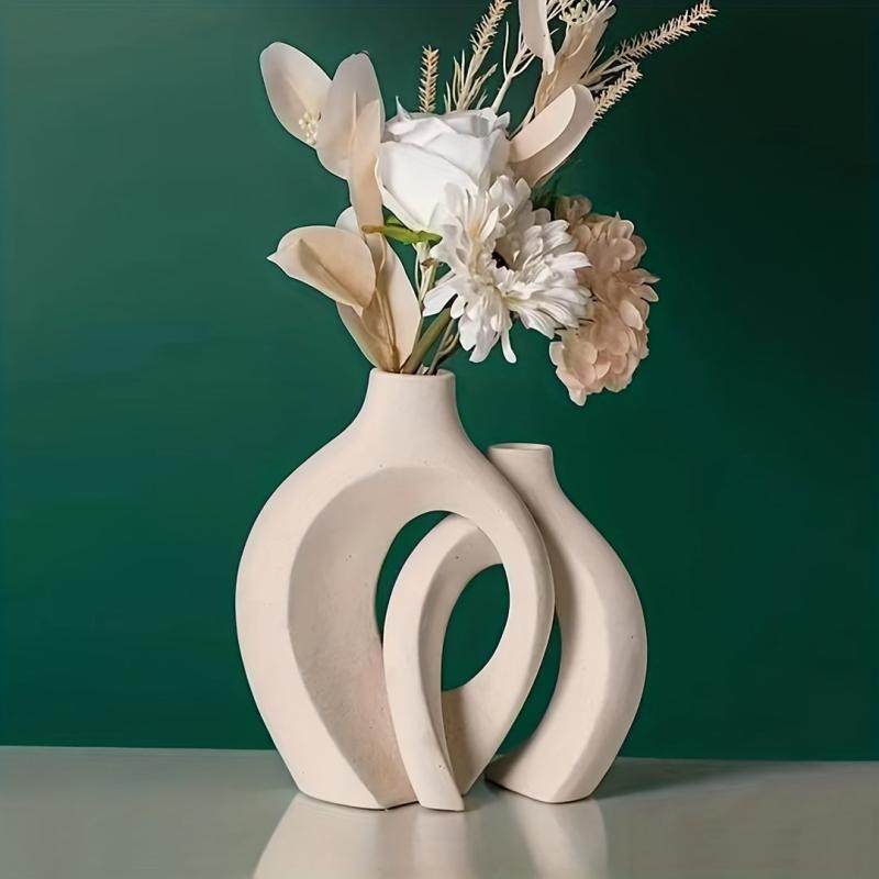 Matte Hollow Flower Vase Set of 2 for Home Decor