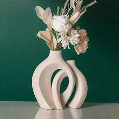 Matte Hollow Flower Vase Set of 2 for Home Decor