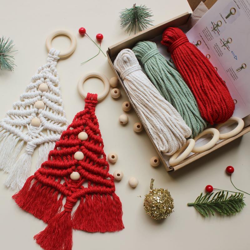 3pcs Christmas Tree Knit DIY Kit Home Decorations Craft Rope Woven