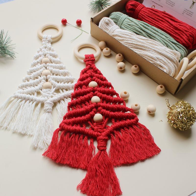 3pcs Christmas Tree Knit DIY Kit Home Decorations Craft Rope Woven