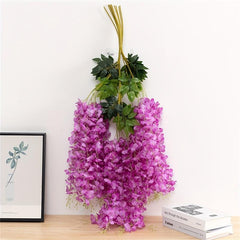 12pcs Wisteria Hanging Flowers Silk Garland Wedding Home Decor