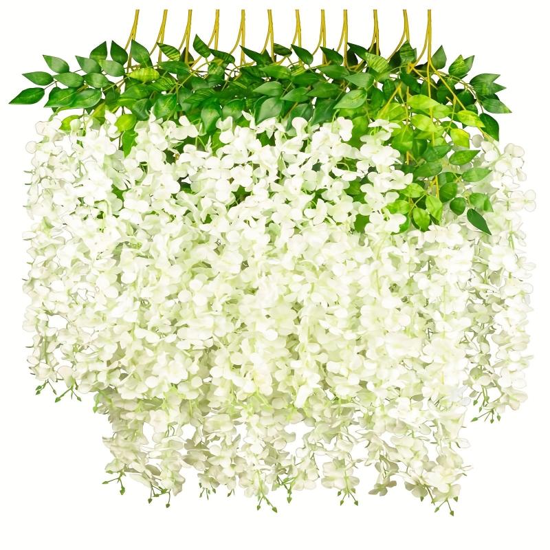 12pcs Wisteria Hanging Flowers Silk Garland Wedding Home Decor