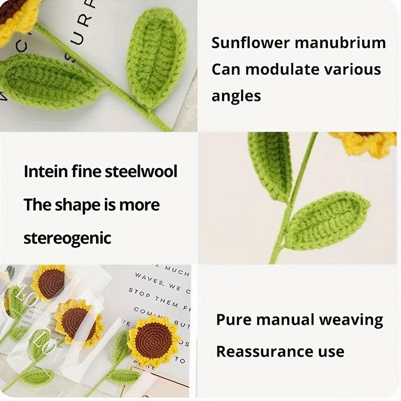 1pc Sunflower Knitted Flower Smile Crochet Flower Bouquet Wedding Party Decor