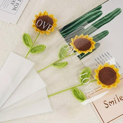 1pc Sunflower Knitted Flower Smile Crochet Flower Bouquet Wedding Party Decor