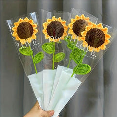 1pc Sunflower Knitted Flower Smile Crochet Flower Bouquet Wedding Party Decor