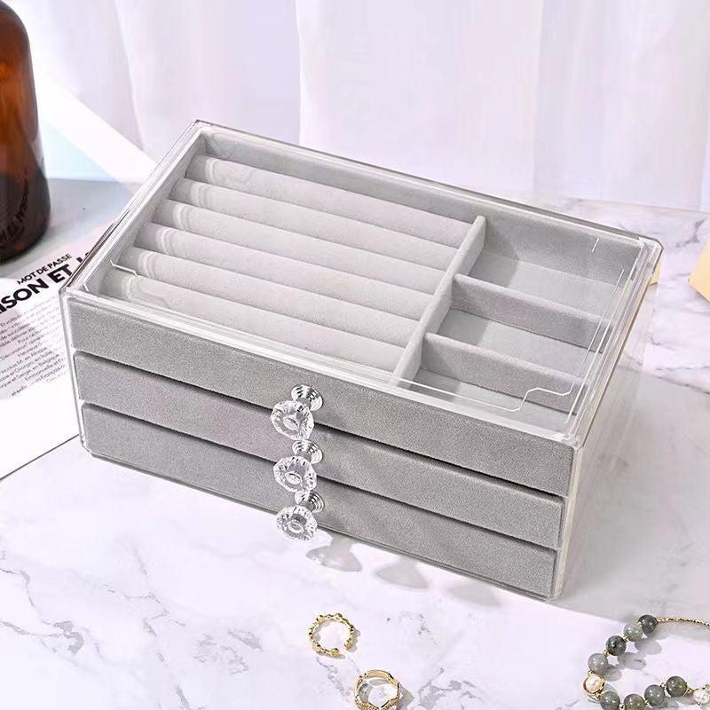 Velvet Drawer Tray Acrylic Jewelry Box Organizer