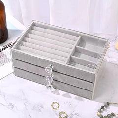 Velvet Drawer Tray Acrylic Jewelry Box Organizer
