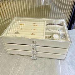 Velvet Drawer Tray Acrylic Jewelry Box Organizer