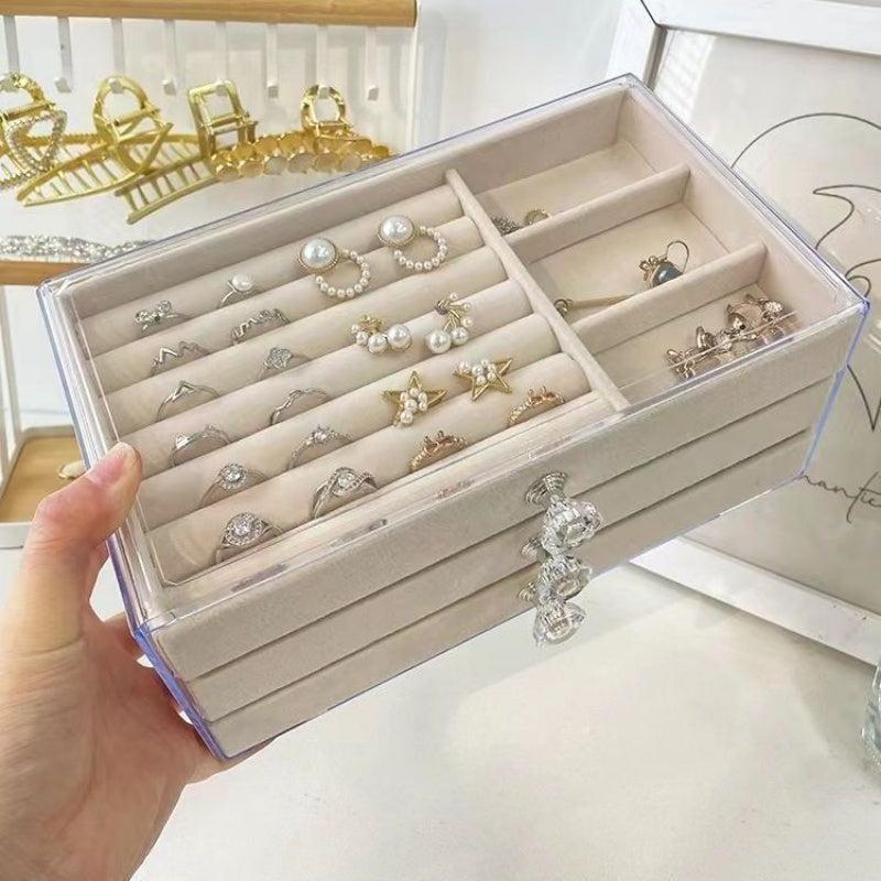 Velvet Drawer Tray Acrylic Jewelry Box Organizer