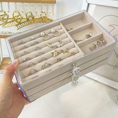 Velvet Drawer Tray Acrylic Jewelry Box Organizer