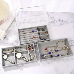 Velvet Drawer Tray Acrylic Jewelry Box Organizer