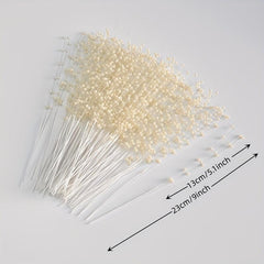 10pcs 4mm Faux Pearl Spray Bead Wedding Bouquet Flowers Wire Stems