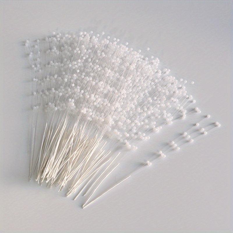 10pcs 4mm Faux Pearl Spray Bead Wedding Bouquet Flowers Wire Stems