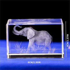 Elephant 3D Laser Etched Crystal Glass Cube Engraving Home Decor