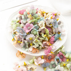 50pcs Multicolor Silk Flower Heads Small Realistic Faux Flowers