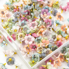 50pcs Multicolor Silk Flower Heads Small Realistic Faux Flowers