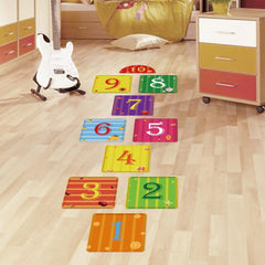 10pcs Waterproof Hopscotch Floor Stickers for Kids Self Adhesive Cartoon Lattice