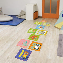 10pcs Waterproof Hopscotch Floor Stickers for Kids Self Adhesive Cartoon Lattice
